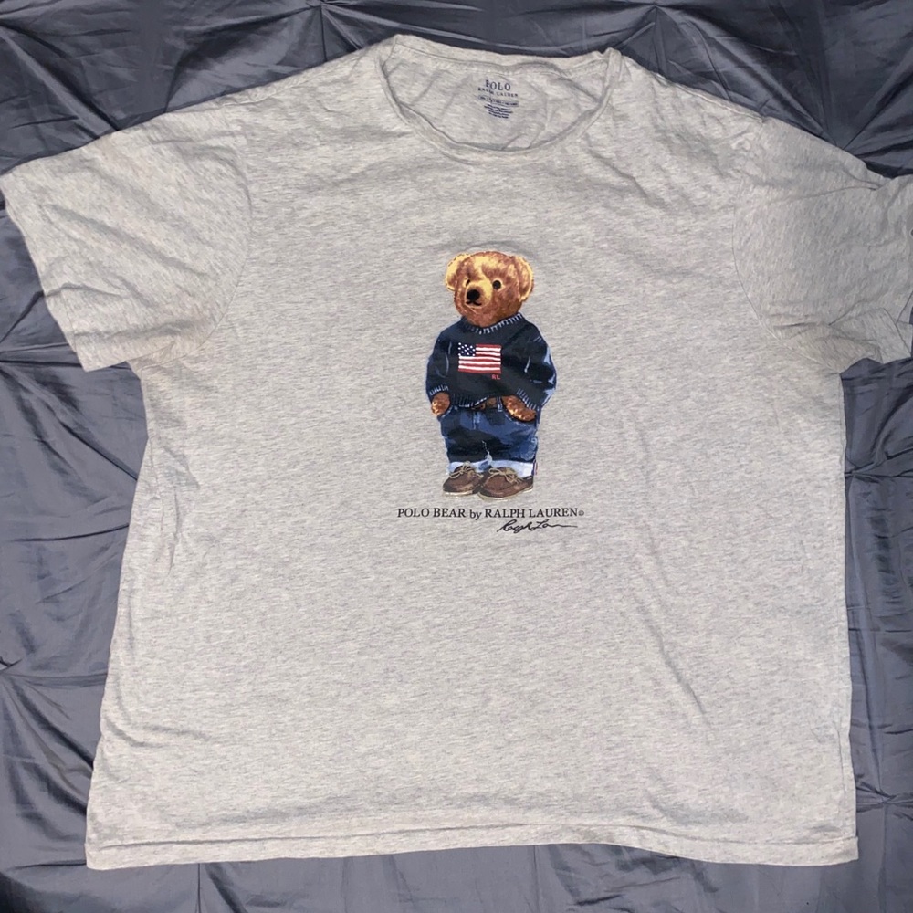 Preworn Ralph Lauren Polo bear Flag T Shirt RL USA